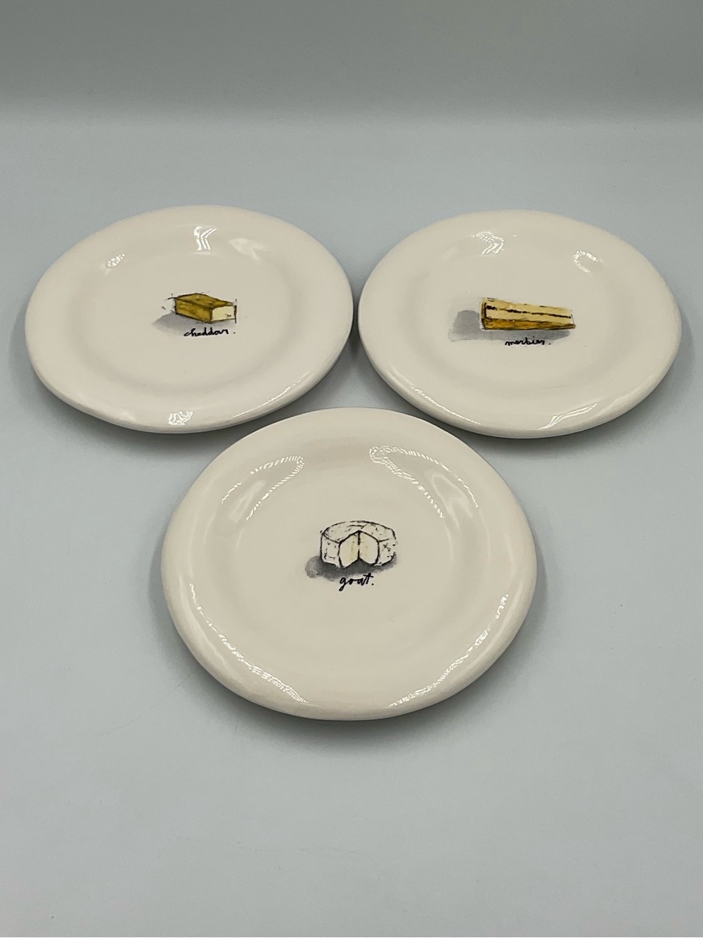 Rae Dunn Cheese Appetizer Plates - Set of 3